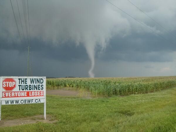 A tornado is seen near Arthur, Ont. on Wednesday, August 7, 2013 in this photo provided by Dave Patrick.