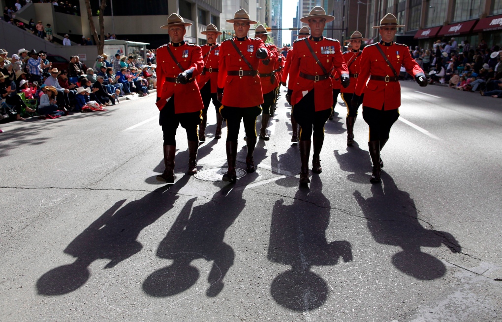 RCMP march during the Calgary Stampede parade