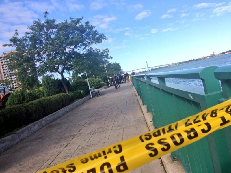 Emergency crews were called to Riverside Drive and Church Street for a body in the Detroit River in Windsor, Ont., on Wednesday, Aug.14, 2013. (Gina Chung / CTV Windsor)