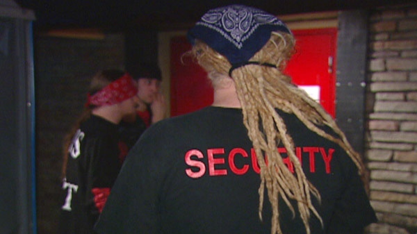 Brian Scheid, a bouncer at the Chainsaw Saloon, is seen outside the establishment in this undated image taken from video.