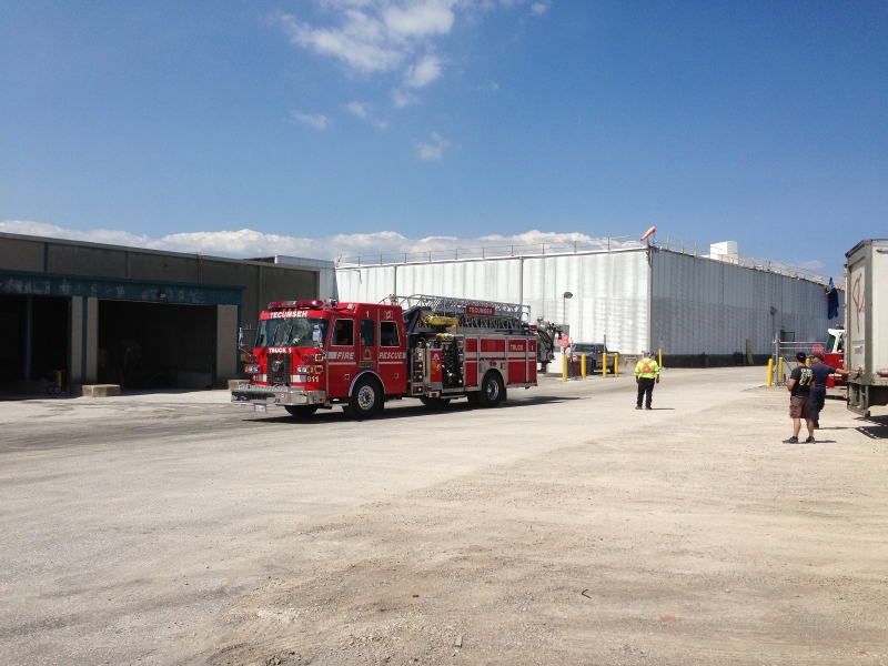 Fire officials are investigating a call at Bonduelle Ontario Inc., in Tecumseh, Ont., on Friday, Aug. 16, 2013. (Dan Appleby / CTV Windsor)