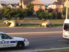 mississauga crash driver dead derry fatal female after road wreckage lone involved pictured vehicle sunday