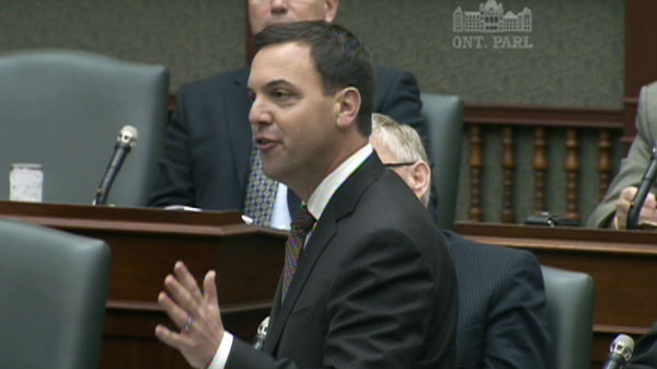 Progressive Conservative Leader Tim Hudak speaks during question period at Queen's Park on Wednesday, May 18, 2011.