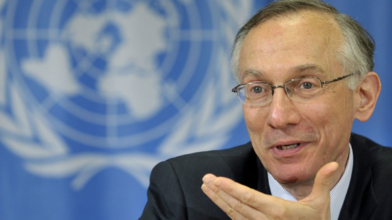 Dr. Harvey Fineberg, chairman of the International Health Regulations Review Committee, answers questions related to the external review of the global response to the influenza pandemic A (H1N1) that is underway, at the European headquarters of the United Nations in Geneva, Switzerland, Wednesday, May 19, 2010. (AP Photo/Keystone/Martial Trezzini)