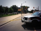 Windsor police have blocked off Wyandotte Street West near Sunset Avenue for a reported suspicious package in Windsor, Ont., on Tuesday, Aug. 20, 2013. (Sacha Long / CTV Windsor)