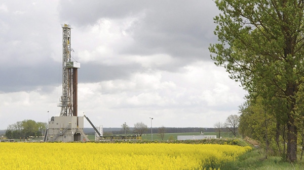 In this picture taken May 16, 2011 a shale gas rig in Lebien, in northern Poland, where Lane Energy Poland company does test drilling to assess economic viability of shale gas deposits, reported to be substantial in Poland. (AP Photo/Andrzej.J. Gojek)