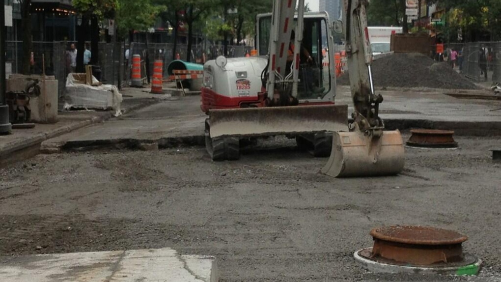 The sinkhole on Ste. Catherine St.  has been fille