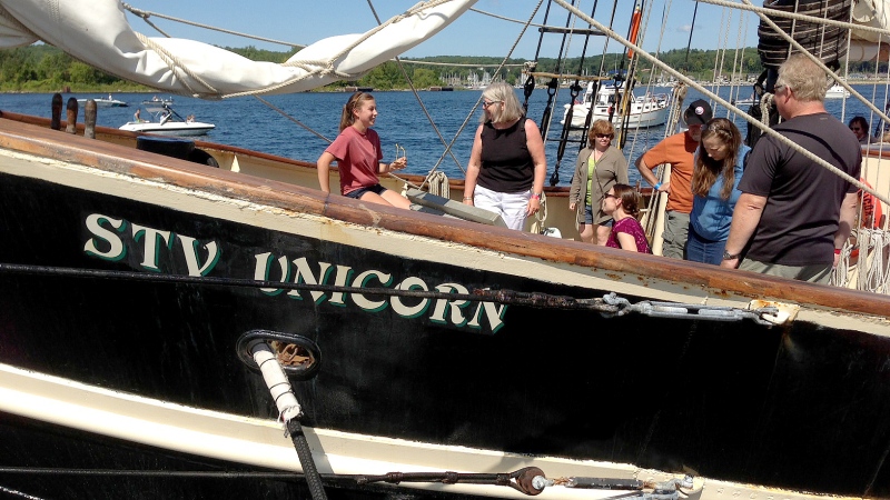 Unicorn crew member Victoria Rust talks to visitors Aug. 24, 2013.