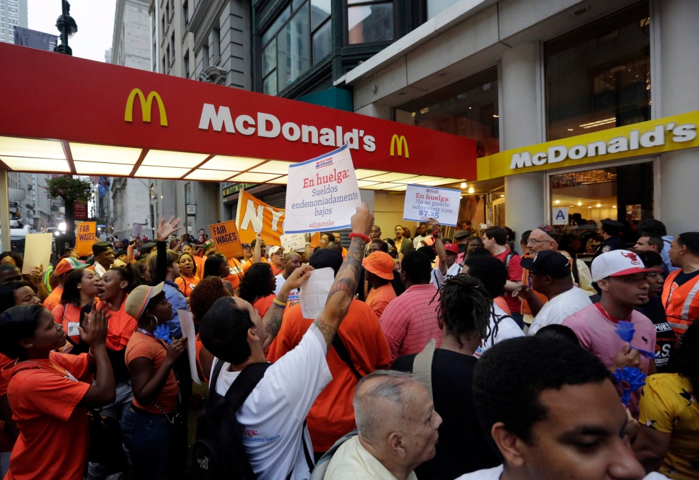 McDonald's, protest, New York, Fifth Avenue