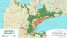 A map of Ontario's Greenbelt is taken from its website.