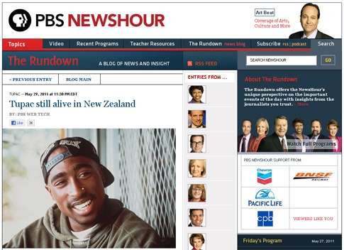 Hackers hit PBS site, post fake 'Tupac alive' story