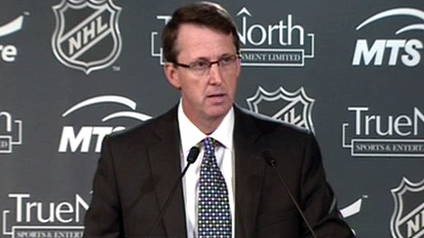 Mark Chipman, chairman True North Sports and Entertainment Ltd., speaks during a press conference in Winnipeg, Tuesday, May 31, 2011.