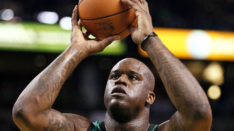 Boston Celtics' Shaquille O'Neal announced his retirement on Wednesday by posting a video on his Twitter account. (AP Photo/Winslow Townson, File)