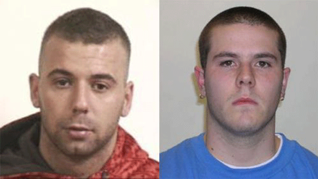 The RCMP issued a release in September stating that Brandon Joseph Mombourquette (left) and Andrew Jason Hudder (right) were believed to be travelling together throughout Atlantic Canada. (RCMP)