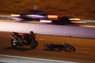 The site of a collision on Highway 403 involving two motorcycles and a car is shown on Sept. 14, 2013. (Tom Podolec / CTV Toronto)