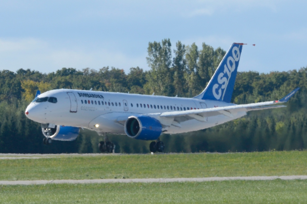 Bombardier's CS100 takes off from Montreal