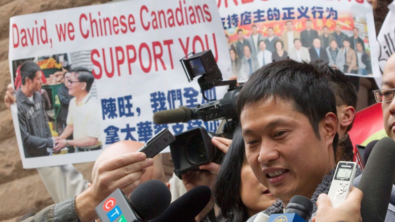 David Chen smiles as he speaks to the media outside Old City Hall in Toronto on Friday, Oct. 28, 2010. (Frank Gunn / THE CANADIAN PRESS)