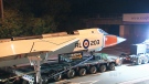  The 26-metre replica jet was transported by convoy overnight Sunday from Toronto's Downsview Park to the International Centre, close to Pearson Airport, where it will be put on public display for the first time in two years.

