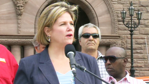 NDP Leader Andrea Horwath announced she would set a weekly price cap on gasoline at a press conference in Toronto on Thursday, June 9, 2011.