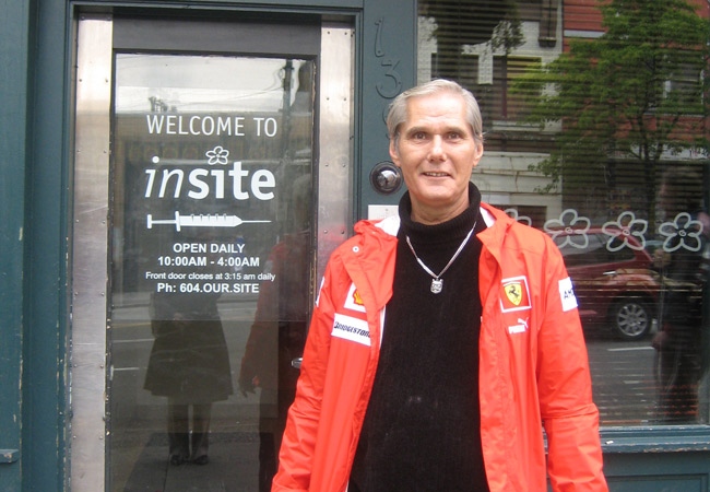 Former Insite user Chuck Parker stands in front of the supervised injection facility in the Downtown Eastside, Vancouver, B.C., Wednesday June 4, 2008.