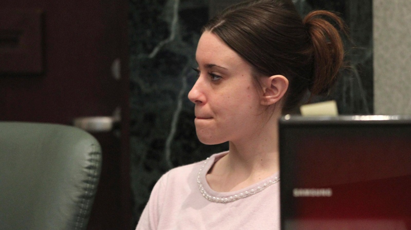 Casey Anthony appears in court before the start of the 17th day of her murder trial at the Orange County Courthouse in Orlando, Fla. on Monday, June 13, 2011. (AP / Red Huber,Pool)