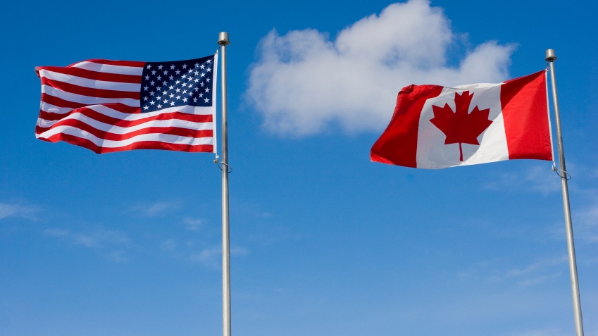 Canada U.S. flags Canadian American