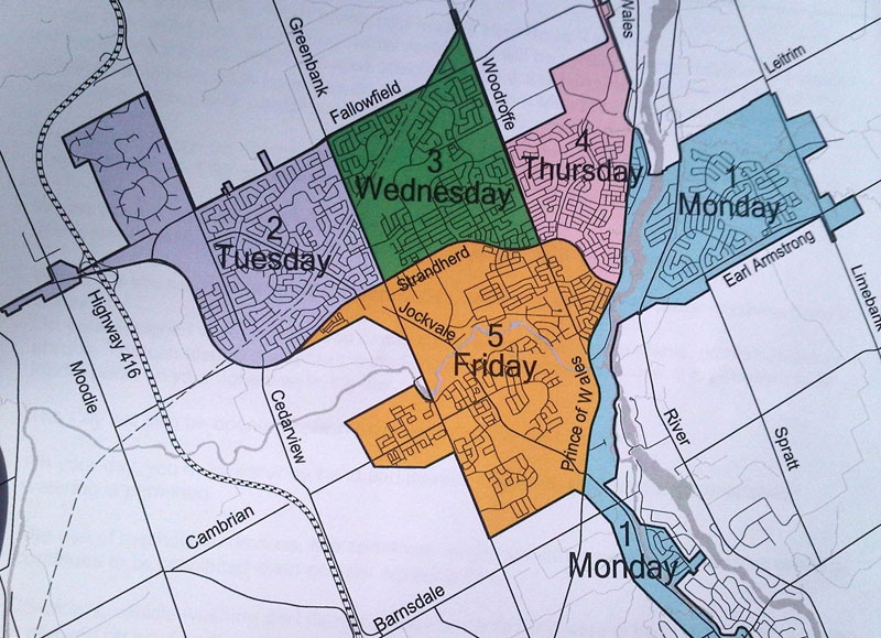 The following areas in southwest Ottawa will be able to use water outside on a rotating basis starting, Tuesday, June 14, 2011. 