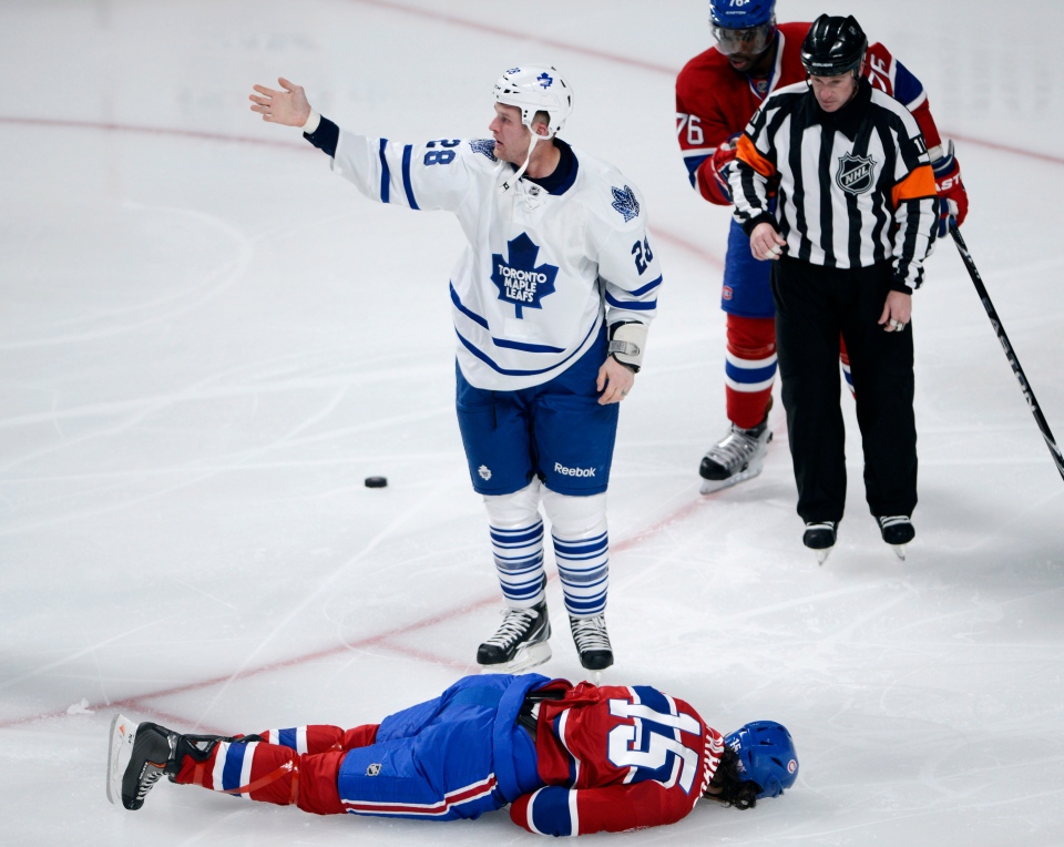George Parros suffers a concussion during Leafs, Canadiens ...
