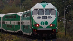A GO train approaches a crossing in this file photo. (Tom Stefanac/CP24)