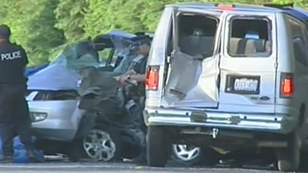 Three people were killed in a head-on collision on Highway 60, near the Huntsville entrance to Algonquin Park, Tuesday, June 14, 2011.
