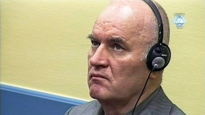 In this image made from television, former Bosnian Serb Gen. Ratko Mladic looks on during his initial appearance at the U.N.'s Yugoslav war crimes tribunal in The Hague, Netherlands, Friday, June 3, 2011. (AP / ICTY via APTN)