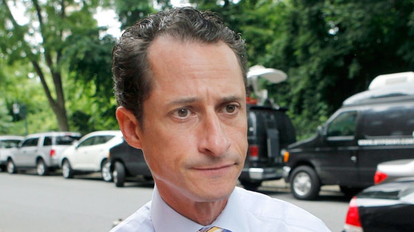Anthony Weiner returns home after he announced his resignation from Congress in the Queens borough of New York, Thursday, June 16, 2011. (AP / Jason DeCrow)