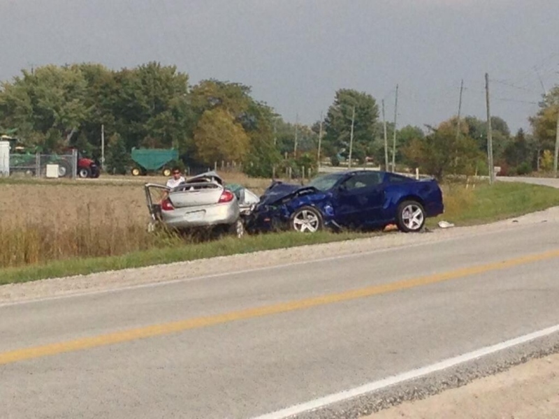Police are investigating a serious two-vehicle crash near Tilbury Golf Club on Friday, Oct. 4, 2013. (Stefanie Masotti / CTV Windsor) 