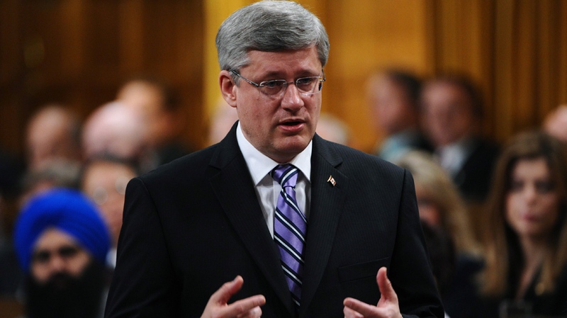 Prime Minister Stephen Harper responds to a question during question period in the House of Commons on Parliament Hill in Ottawa on Thursday, June 16, 2011. (Sean Kilpatrick / THE CANADIAN PRESS)
