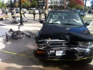 Witnesses say an SUV struck a child on a bicycle in Vancouver's Yaletown neighbourhood Sun., Oct. 6, 2013. The child is now in hospital with non-life-threatening injuries. (Photo courtesy Twitter user @gord_katic) 