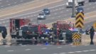 Officials closed down the eastbound lanes of the Highway 401 after a vehicle rollover on Saturday, June 18, 2011