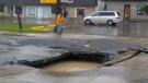 A sinkhole has closed a section of St-Joseph Blvd. between St-Pierre St. and Gabriel St.