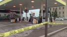 Police tape blocks off the scene of a suspicious death at Circle K Shell in Yorkton on Monday.