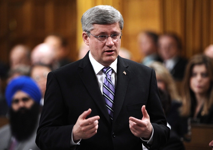 Prime Minister Stephen Harper responds to a question during question period in the House of Commons on Parliament Hill in Ottawa on Thursday, June 16, 2011. (Sean Kilpatrick / THE CANADIAN PRESS)  