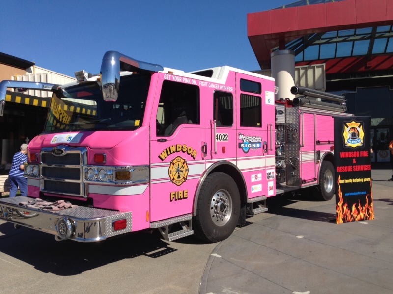 Windsor fire officials revealed a pink truck to help raise breast cancer awareness in Windsor, Ont., on Thursday, Oct. 10, 2013. (CTV Windsor)