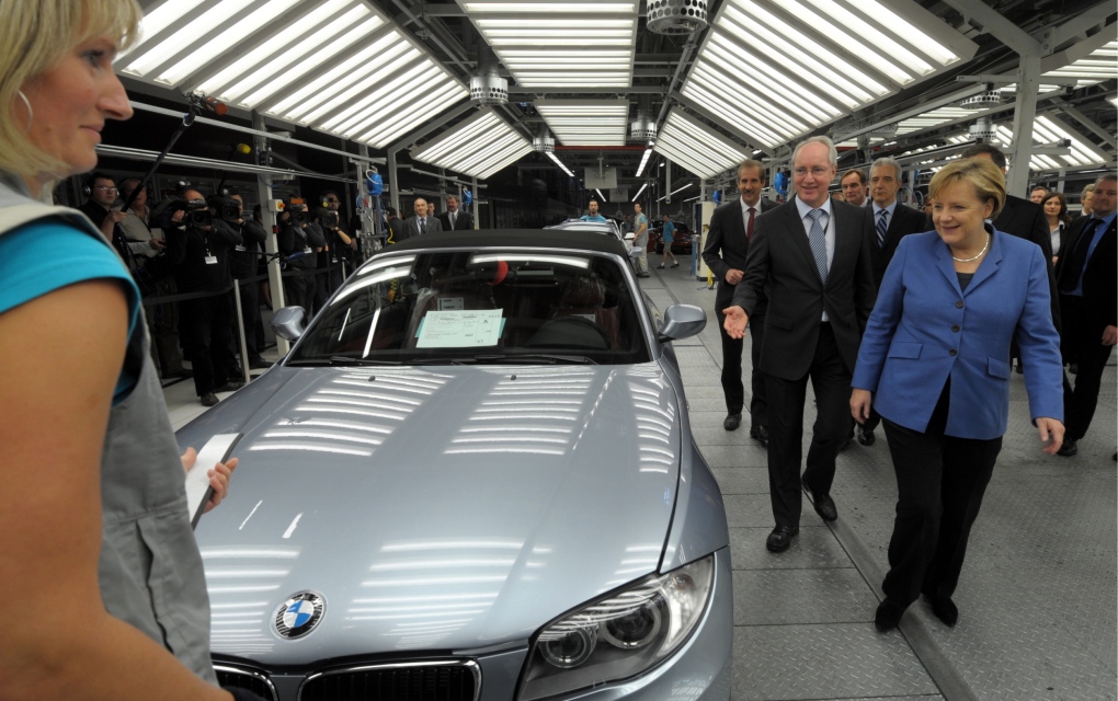 Angela Merkel visits BMW plant in Leipzig