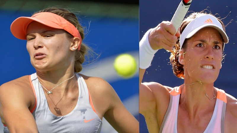 Eugenie Bouchard, left, cited fatigue as a cause f