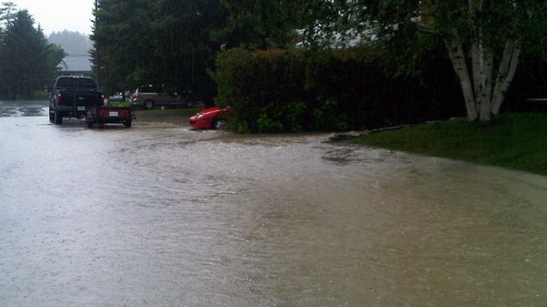 An area of Gatineau that flooded Thursday night is seen flooding again on Friday, June 24, 2011.