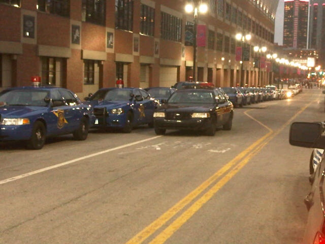 police cars at Tigers game