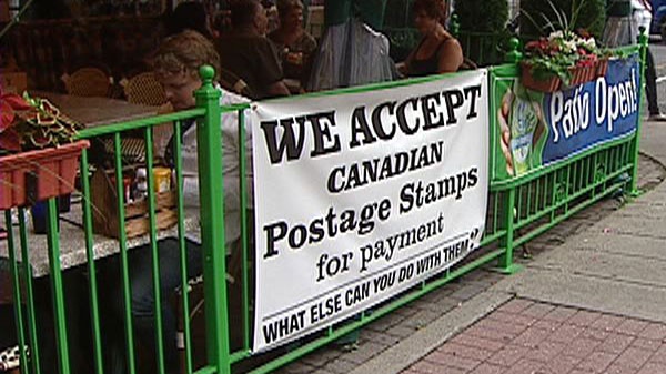 Mayflower Restuarant is offering to take postage stamps as a form of payment as a result of the Canada Post labour dispute Friday, June 24, 2011.