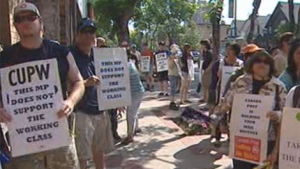 Canada Post workers protest Saturday.