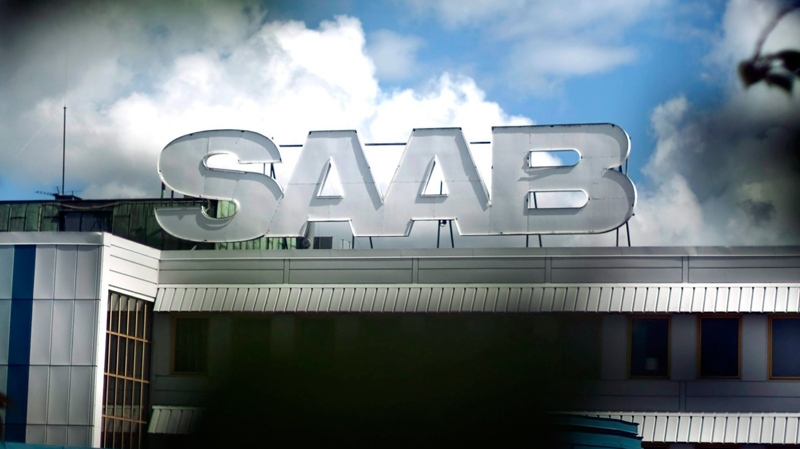 The Saab emblem stands above the Saab factory in Trollhattan, Sweden, Thursday, June 23, 2011. (AP / Bjorn Larsson Rosvall)