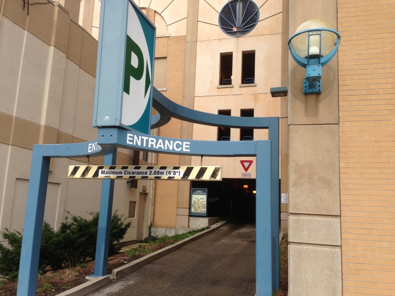 The entrance to the Uptown Waterloo Parkade is seen on Monday, Oct. 21, 2013. (Brian Dunseith / CTV Kitchener)