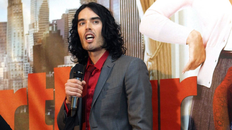 English comedian and actor Russell Brand speaks at the Australian premier of his new film 'Authur' in Sydney, Australia, Friday, April 15, 2011. (AP / Rob Griffith)