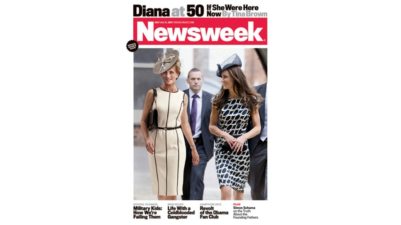 In this magazine cover image released by Newsweek, a computer-generated image of Princess Diana is shown with Kate Middleton on the cover of the July 4, 2011 issue of the magazine. (AP Photo/Newsweek)